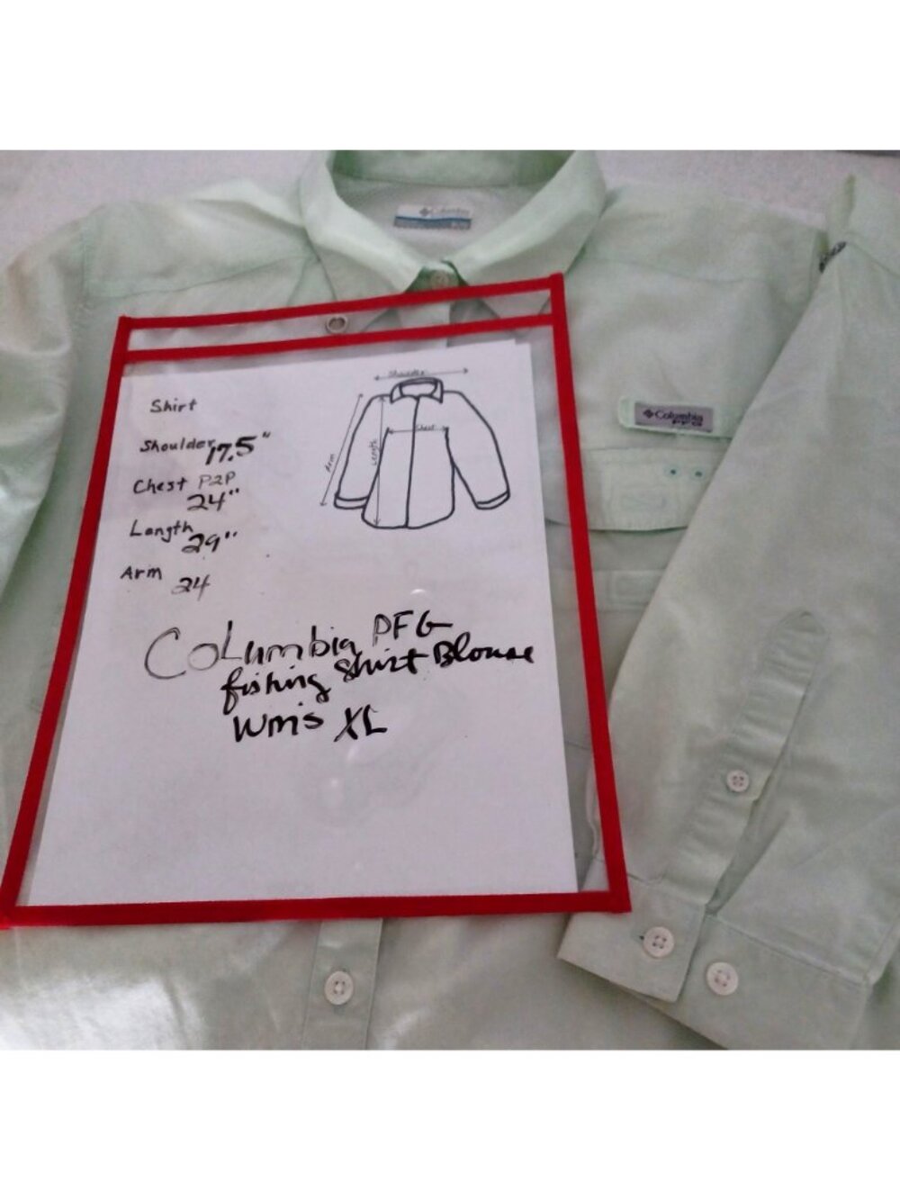 Columbia PFG Long Sleeve Fishing Shirt XL Light Mint Green Outdoor Wear Women XL - Picture 5 of 5